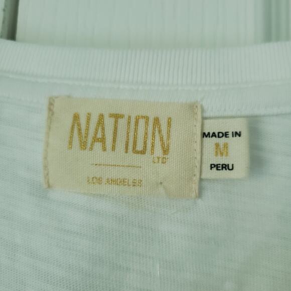 Nation LTD Optic White Traci Bubble Sleeve V-Neck Tee M NWT Bubble Sleeve Flirty - Picture 3 of 13